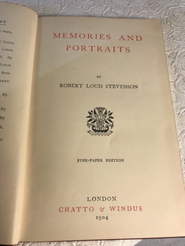 Memories and Portraits, Robert Louis Stevenson