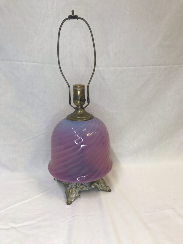 Cranberry Opalescent Swirl Table Lamp