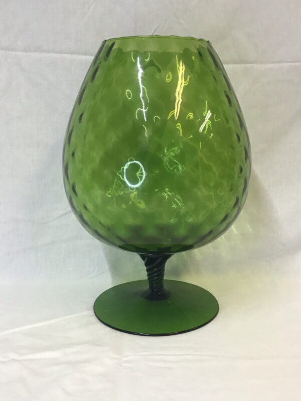 Large MCM Green footed glass vase