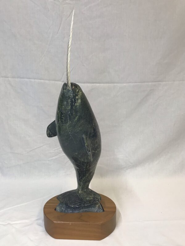 Large Inuit Soapstone Carving of Narwhal