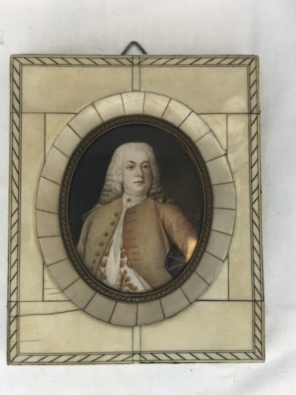 Hand Painted Miniature of Gentleman in Ivory Frame, signed "Ward"