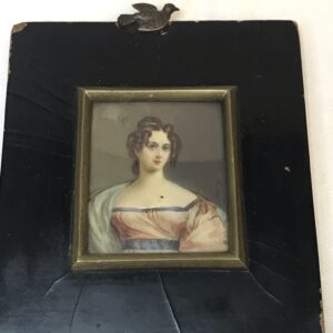 Hand Painted Miniature of Gentleman in Velvet Frame