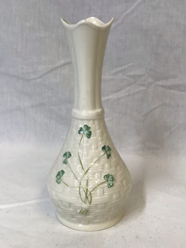 Irish Belleek China Shamrock Vase, 8th Mark