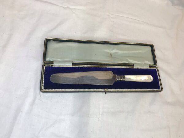 Cased Mother of Pearl Handled Pie Serving Knife