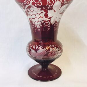 Large Bohemian Ruby Flash Cut Glass Vase