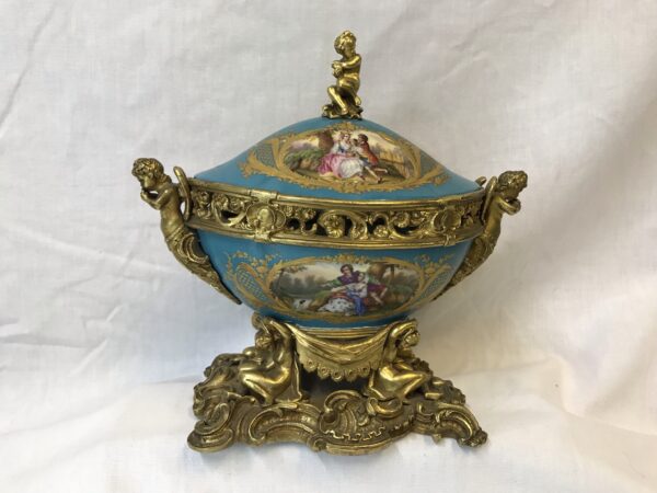Antique Hand Painted Sevres Porcelain with Ormolu Mounts
