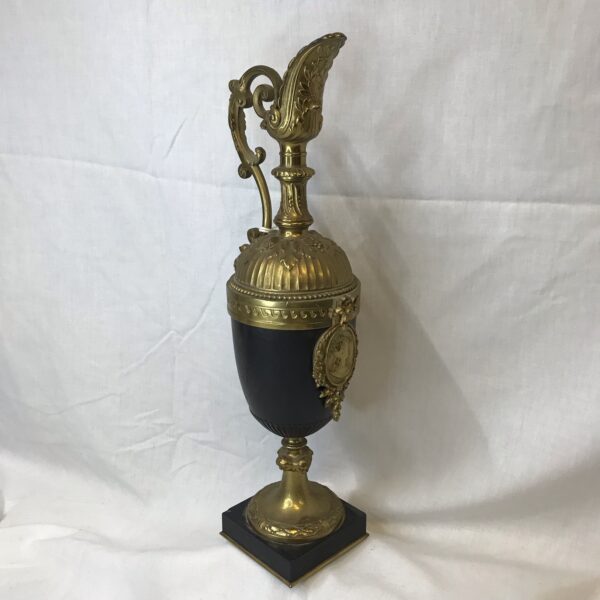 French Dore Bronze and Marble Ewer with Profile of Beauty