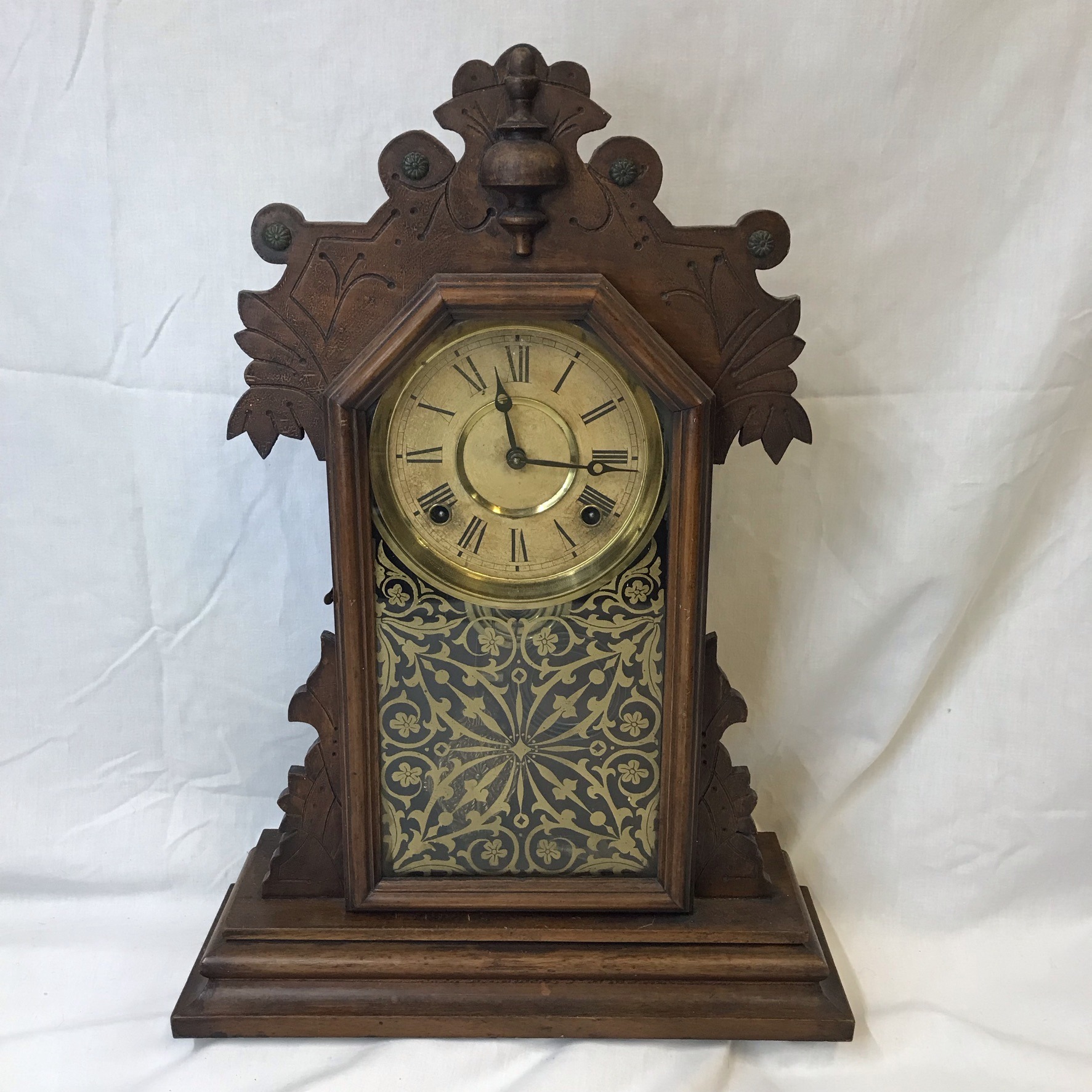 Antique Walnut E. Ingraham Co. Mantle Clock with Chime