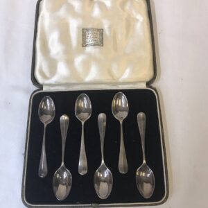 Cased English Sterling Silver Demitasse Spoon Set, Payne & Son Goldsmith, Oxford