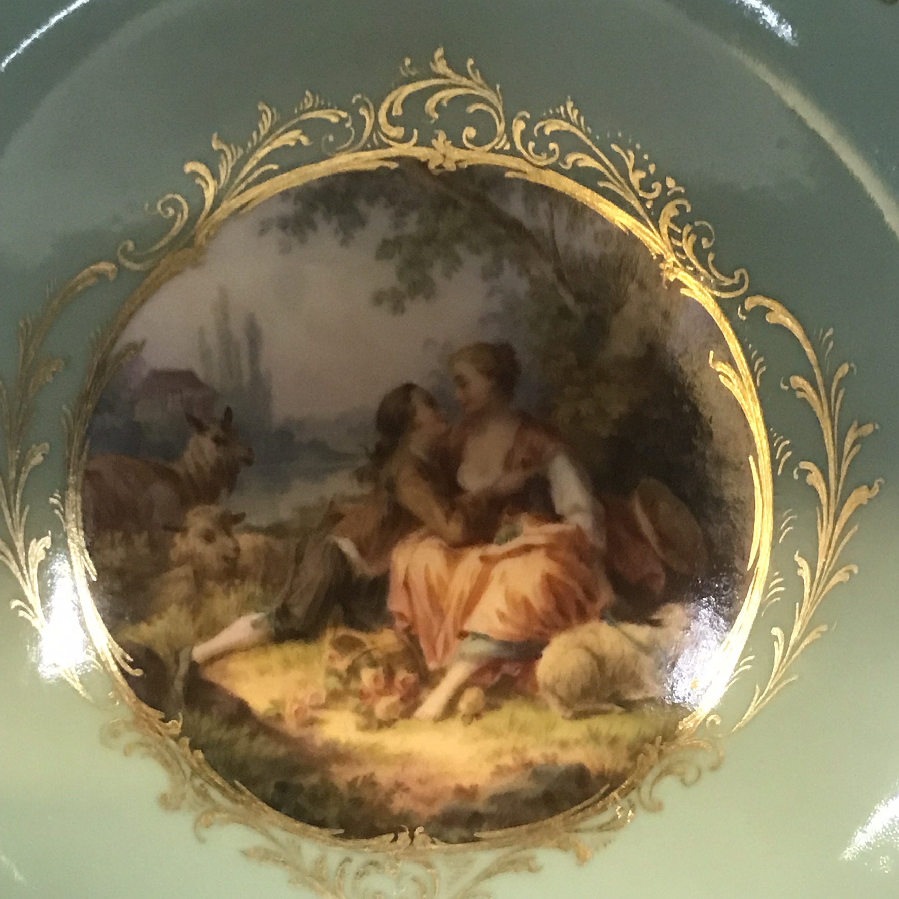 Antique Meissen hand painted reticulated decorative cabinet plate